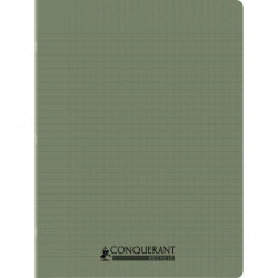 CAHIER PIQÛRE 96 PAGES CONQUERANT RECYCLE FORMAT 24X32 CM, RÉGLURE SEYÈS, COUVERTURE EN POLYPROPYLÈNE VERT