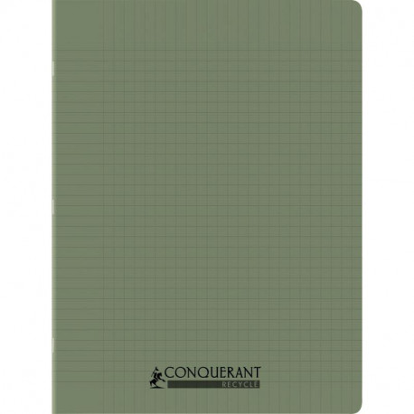 CAHIER PIQÛRE 96 PAGES CONQUERANT RECYCLE FORMAT 24X32 CM, RÉGLURE SEYÈS, COUVERTURE EN POLYPROPYLÈNE VERT