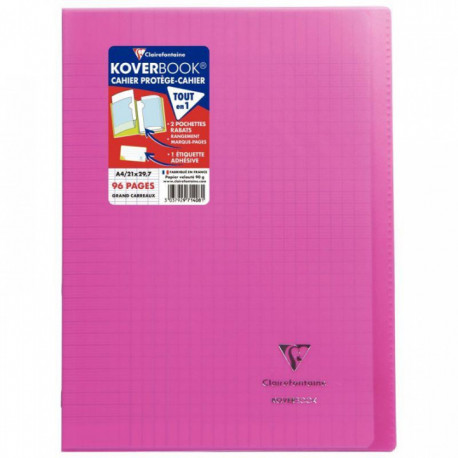 CAHIER PIQÛRE 96 PAGES KOVERBOOK A4 SEYÈS 90G COUV POLYPRO ROSE