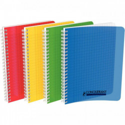 CAHIER SPIRALE 17X22 100P Grands carreaux SEYES 90G COUV POLYPRO CONQUERANT PEFC ECOLABLE FAB France  - PEFC - 100% recyclable