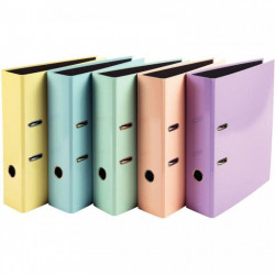CARTON DE 10 CLASSEURS À LEVIER AQUAREL POUR FORMAT A4, DOS 8 CM, COLORIS ASSORTIS