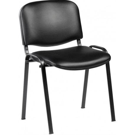 CHAISE 4 PIEDS ASSISE ET DOSSIER SKAI NOIR EMPILABLE