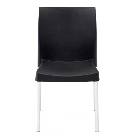 CHAISE POLYPRO CLARA NOIRE 4 PIEDS  ALUMINIUM EMPILABLE INTERIEUR EXTERIEUR 