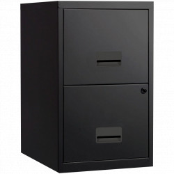 CLASSEUR ÉCONOMIQUE FAB FR 2 TIROIRS POUR DOSSIERS SUSPENDUS  L40 H66 P40 CM  NOIR GAR 5 ANS