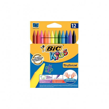 CRAYONS PLASTIDÉCOR FORME RONDE POCHETTE DE 12 COULEURS ASSORTIES
