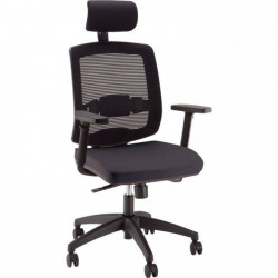 FAUTEUIL MALICE+ /ASSISE TISSU GRIS FONCÉ - TRANSLATION + TÉTIÈRE NOIR