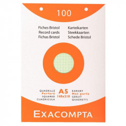 FICHE BRISTOL 148X210  5X5 PQT100 210G  COULEURS  ASS PEFC FAB France 