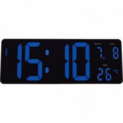 HORLOGE LCD MURALE/ A POSER Lisibilité parfaite à 25 m SECTEUR + PILES Adaptateur fourni + pile LR06. Dim : 37,5 x 13,5 x 3,8 cm