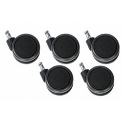 JEU DE 5 ROULETTES SOL DUR DIAM 65mm AXE 11mm