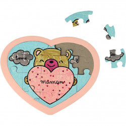 LOT DE 12 PUZZLES EN FORME DE CŒUR, 18 PIÈCES EN CARTON BLANC