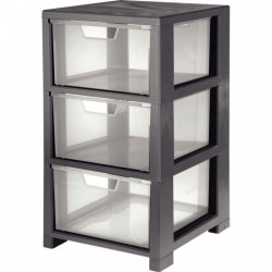 MEUBLE DE  RANGEMENT 3 TROIRS 32.5 X35 XH59.5 CM S OUVRE SUR LES 2 COTES TITOIR DE 14L SERT DE BAC DE TRANSPORT