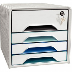 MODULE 4 TIROIRS DONT 1 CLE RIVIERA SECURE BLANC VERT EAU FAB France L28,8 XH27 P36CM 