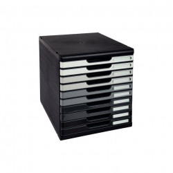 MODULE DE CLASSEMENT 10 TIROIRS NOIR/GRIS MODULO 98 % RECYCLE ANGE BLEU L28,8 H32 P35 CM     302794D