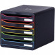 MODULE DE CLASSEMENT 5 TIROIRS A4+  NOIR/ARLEQUIN BIGBOX PLUS  100 % RECYCLE ANGE BLEU  L27,8 X H27,1 X P34,7CM 