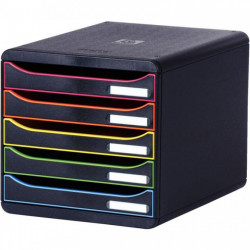 MODULE DE CLASSEMENT 5 TIROIRS A4+  NOIR/ARLEQUIN BIGBOX PLUS  100 % RECYCLE ANGE BLEU  L27,8 X H27,1 X P34,7CM 