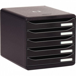 MODULE DE CLASSEMENT 5 TIROIRS A4+  NOIR/NOIR BIGBOX PLUS  100 % RECYCLE ANGE BLEU  L27,8 X H27,1 X P34,7CM 