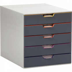 MODULE DE CLASSEMENT 5 TIROIRS GRIS/VARICOLOR L28XH29,2XP35,6