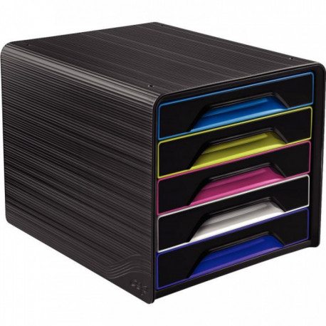 MODULE DE CLASSEMENT  5 TIROIRS  NOIR/ARLEQUIN SMOOVE SOBRE 1071 FAB France L28,8 XH27 X36CM