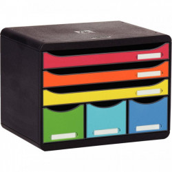 MODULE DE CLASSEMENT 6 TIROIRS NOIR/ARLEQUIN DE CLASSEMENT STORE BOX L35,5 X H27,1 X P27 CM