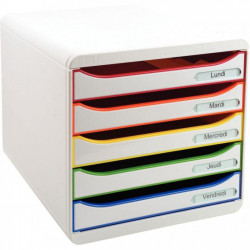 MODULE DE CLASSEMENT BLANC/ARLEQUIN 5 TIROIRS OUVERT BIG BOX PLUS