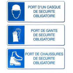 PANNEAU PVC 210X300MM PORT CASQUE/GANTS/CHAUSSURES OBLIGATOIRE