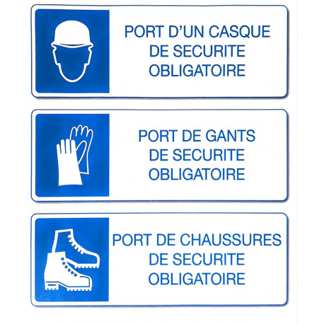 PANNEAU PVC 210X300MM PORT CASQUE/GANTS/CHAUSSURES OBLIGATOIRE