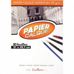 PAPIER CALQUE UNI, 90 G 21X29,7 CM *BLOC50F*EXCELLENCE