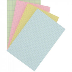 PAQUET 100 FICHES BRISTOL NON PERFORÉES QUADRILLÉES 5X5 FORMAT 100 X 150 MM COULEURS ASSORTIES