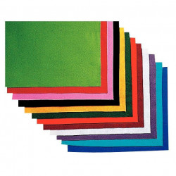 PAQUET DE 12 COUPONS DE FEUTRINE NON ADHÉSIVE, FORMAT 45 X 47 CM COLORIS ASSORTI