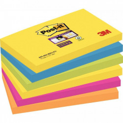 PAQUET DE 6 BLOCS DE 90 FEUILLES SUPER STICKY POST-IT, 76 X 127 MM