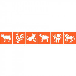 PAQUET DE 6 POCHOIRS EN PLASTIQUE, LES ANIMAUX DE LA FERME