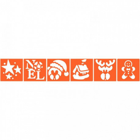 PAQUET DE 6 POCHOIRS EN PLASTIQUE THÈME NOËL, LOT N°2